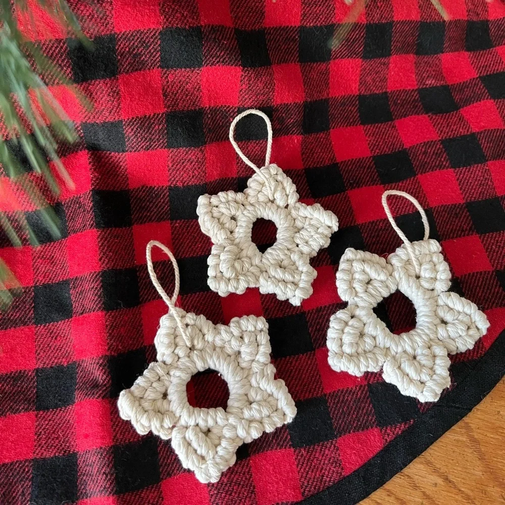 Set of 3 Macrame Star Ornaments
